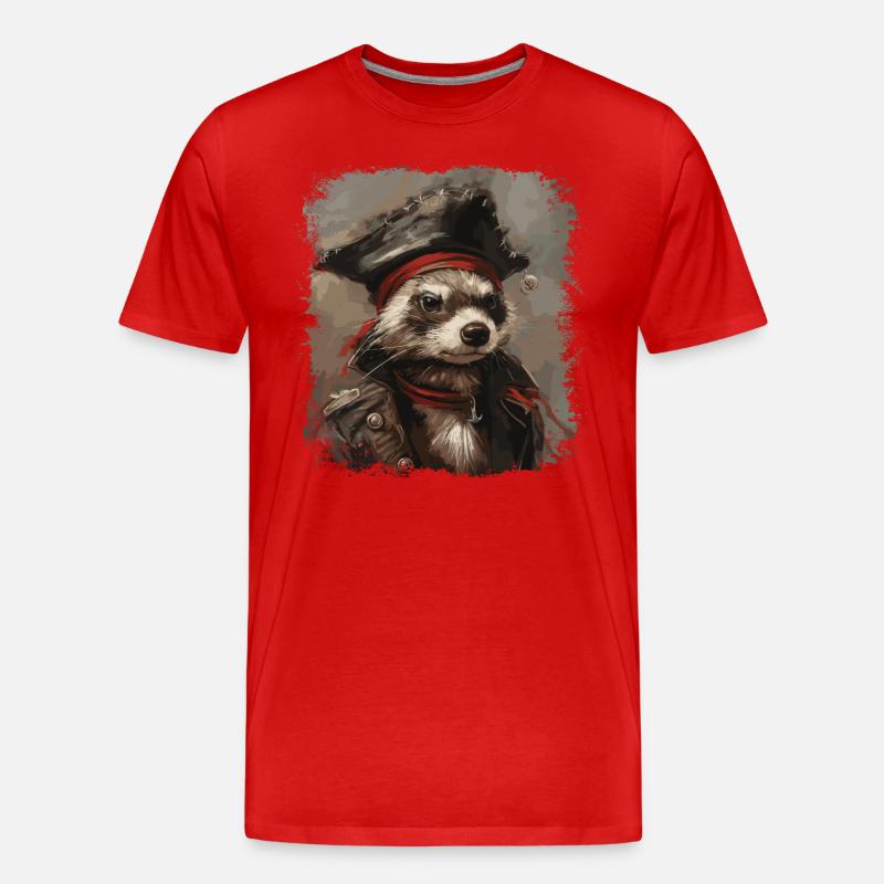 Frettchen Pirat - Männer Premium Bio T-Shirt - Rot