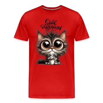 Chat Café Caféine Tasse à café Matin Grouch Sweet - T-shirt bio Premium Homme - rouge - Devant - Damien (186cm)