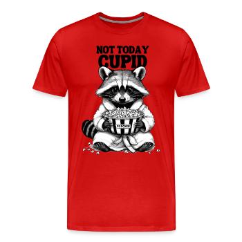 Valentinstag Waschbär Popcorn Cupid Lustig Frech - Männer Premium Bio T-Shirt - Rot - Vorne - Damien (186cm)