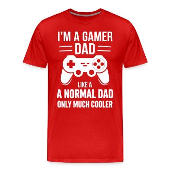 Gamer Dad T-Shirt – Funny Father's Day Gift - T-shirt bio Premium Homme - rouge - Devant - Damien (186cm)