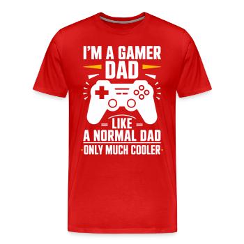 Gamer Dad T-Shirt – Funny Father's Day Gift - T-shirt bio Premium Homme - rouge - Devant - Damien (186cm)
