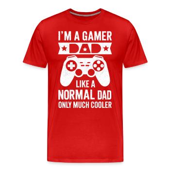 Gamer Dad T-Shirt – Funny Father's Day Gift - T-shirt bio Premium Homme - rouge - Devant - Damien (186cm)