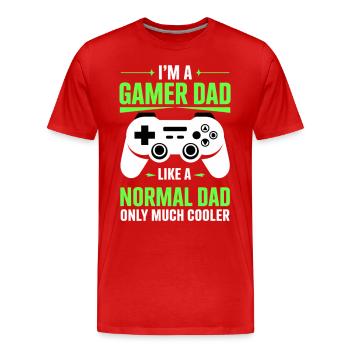 Gamer Dad T-Shirt – Funny Father's Day Gift - T-shirt bio Premium Homme - rouge - Devant - Damien (186cm)