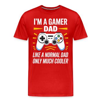 Gamer Dad T-Shirt – Funny Father's Day Gift - T-shirt bio Premium Homme - rouge - Devant - Damien (186cm)