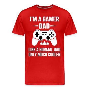 Gamer Dad T-Shirt – Funny Father's Day Gift - T-shirt bio Premium Homme - rouge - Devant - Damien (186cm)