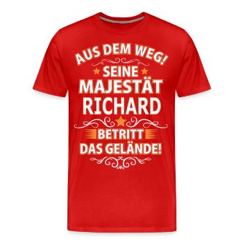 RICHARD - Männer Premium Bio T-Shirt - Rot - Vorne - Damien (186cm)