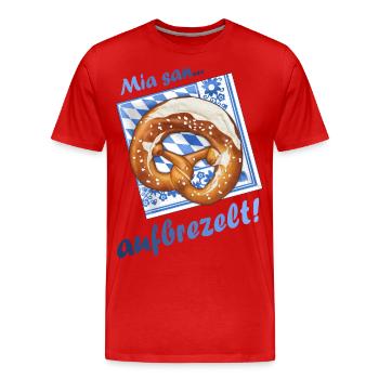 Brezel - aufbrezelt - Männer Premium Bio T-Shirt - Rot - Vorne - Damien (186cm)