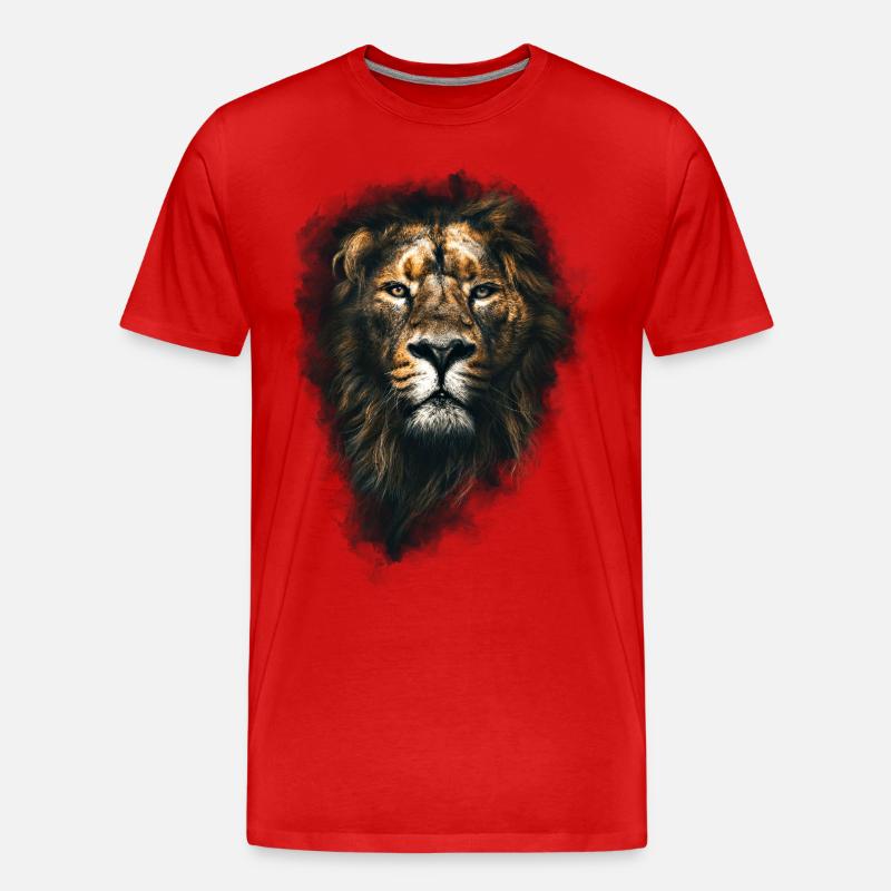 Löwe Löwenkopf - Männer Premium Bio T-Shirt - Rot