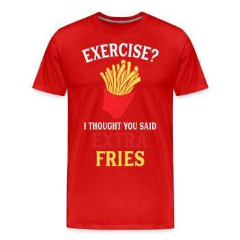 Exercise Extra Fries - Men's Premium Organic T-Shirt - red - Front - Damien (186cm)
