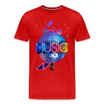 Musique DJ, musique, disco, leds. - T-shirt bio Premium Homme - rouge - Devant - Damien (186cm)