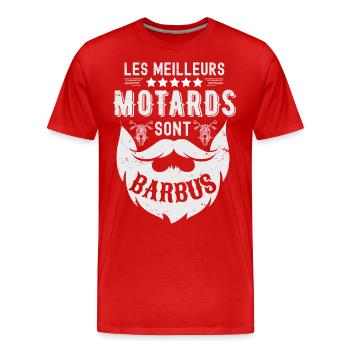 les meilleurs motards sont barbus 2 - T-shirt bio Premium Homme - rouge - Devant - Damien (186cm)