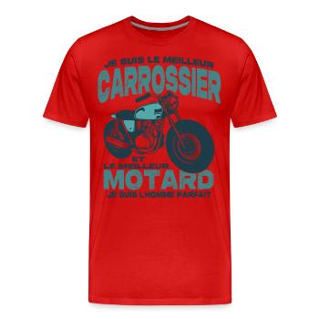Le meilleur motard et le meilleur carrossier - T-shirt bio Premium Homme - rouge - Devant - Damien (186cm)