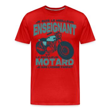 Le meilleur motard et le meilleur enseignant - T-shirt bio Premium Homme - rouge - Devant - Damien (186cm)