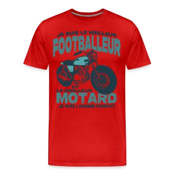 Le meilleur motard et le meilleur footballeur - T-shirt bio Premium Homme - rouge - Devant - Damien (186cm)
