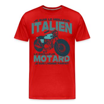 Le meilleur motard et le meilleur italien - T-shirt bio Premium Homme - rouge - Devant - Damien (186cm)