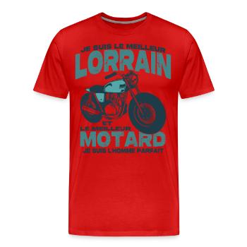 Le meilleur motard et le meilleur lorrain - T-shirt bio Premium Homme - rouge - Devant - Damien (186cm)