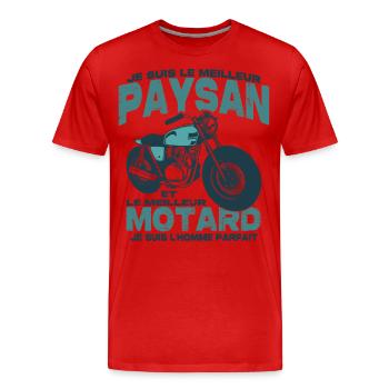 Le meilleur motard et le meilleur paysan - T-shirt bio Premium Homme - rouge - Devant - Damien (186cm)