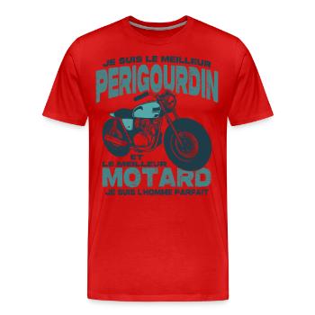 Le meilleur motard et le meilleur perigourdin - T-shirt bio Premium Homme - rouge - Devant - Damien (186cm)