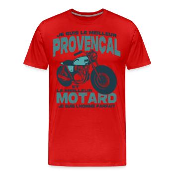 Le meilleur motard et le meilleur provençal - T-shirt bio Premium Homme - rouge - Devant - Damien (186cm)