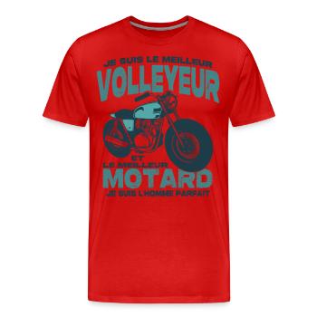 Le meilleur motard et le meilleur volleyeur - T-shirt bio Premium Homme - rouge - Devant - Damien (186cm)