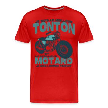 Le meilleur motard et le meilleur tonton - T-shirt bio Premium Homme - rouge - Devant - Damien (186cm)