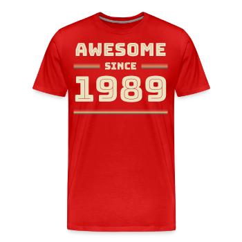 1989 Année de naissance Année de construction Idée cadeau - T-shirt bio Premium Homme - rouge - Devant - Damien (186cm)