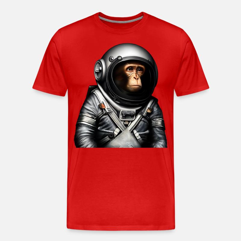 Singe astronaute de l’espace - T-shirt bio Premium Homme - rouge