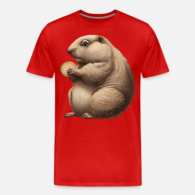 Groundhog mit Cracker - Männer Premium Bio T-Shirt - Rot