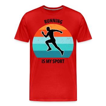Floorball, Floorball, Field Hockey, Indoor Hockey - Men's Premium Organic T-Shirt - red - Front - Damien (186cm)