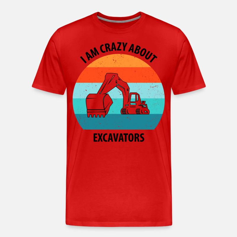 Bagger Baggerfahrer Baggerwagen - Männer Premium Bio T-Shirt - Rot