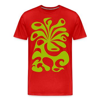 psychedelic BLOSSOM space green peacock 60s planet - Männer Premium Bio T-Shirt - Rot - Vorne - Damien (186cm)