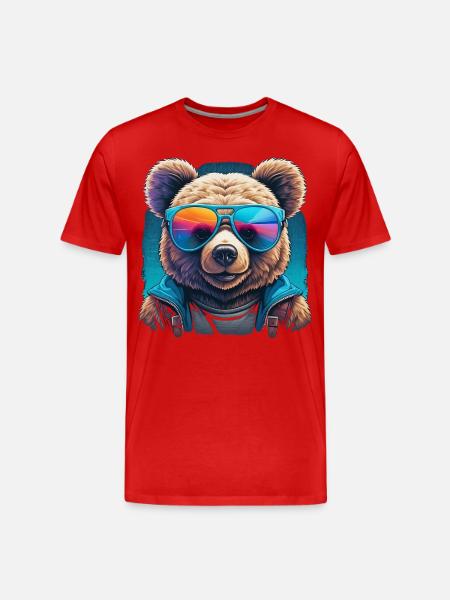 Cooler Teddy - Männer Premium Bio T-Shirt - Rot