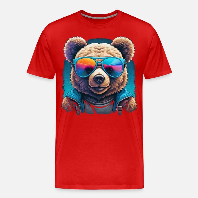 Cooler Teddy - Männer Premium Bio T-Shirt - Rot