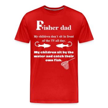 fisher dad - daddy fishing - going fishing - dad - Men's Premium Organic T-Shirt - red - Front - Damien (186cm)
