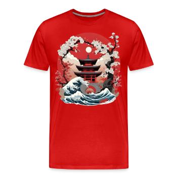 Japanisches Torii - Männer Premium Bio T-Shirt - Rot - Vorne - Damien (186cm)
