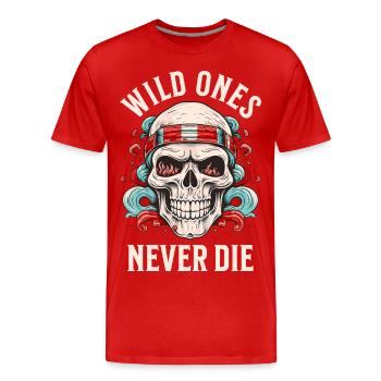 crâne crâne squelette moto motard gang - T-shirt bio Premium Homme - rouge - Devant - Damien (186cm)