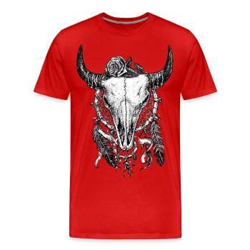Skull Tattoo - Men's Premium Organic T-Shirt - red - Front - Damien (186cm)
