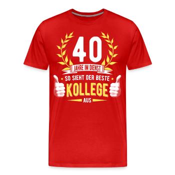40 Jahre Dienst Kollege Dienstjubiläum Kollegin - Männer Premium Bio T-Shirt - Rot - Vorne - Damien (186cm)