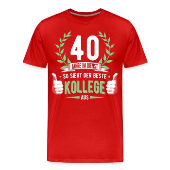 40 Jahre Dienst Kollege Dienstjubiläum Kollegin - Männer Premium Bio T-Shirt - Rot - Vorne - Damien (186cm)