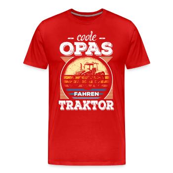 Coole Opas Opa Traktor Traktorfahrer Bauer Retro - Männer Premium Bio T-Shirt - Rot - Vorne - Damien (186cm)