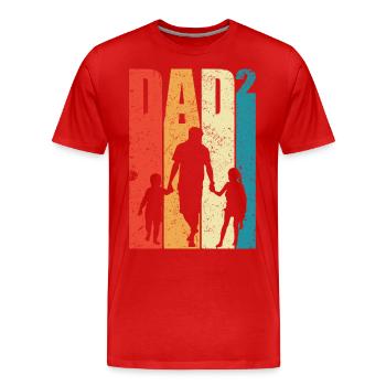 Dad Hoch 2 Papa Hoch 2 Kinder Zweifacher Papa - Männer Premium Bio T-Shirt - Rot - Vorne - Damien (186cm)