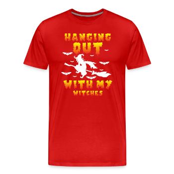 Soirée balais de sorcellerie Walpurgis - T-shirt bio Premium Homme - rouge - Devant - Damien (186cm)