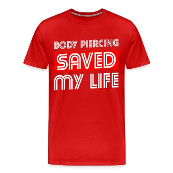 Piercer Body Jewelry Ring - Men's Premium Organic T-Shirt - red - Front - Damien (186cm)
