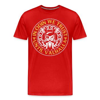 Viking God Lightning Mythology - Men's Premium Organic T-Shirt - red - Front - Damien (186cm)