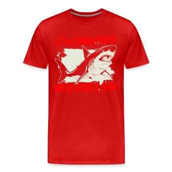 Grand requin blanc Fruits de mer Poisson prédateur - T-shirt bio Premium Homme - rouge - Devant - Damien (186cm)