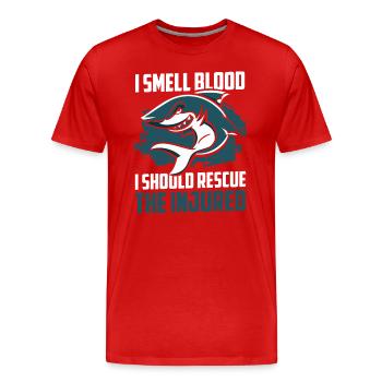 Weißer Hai Segeln Raubfisch - Männer Premium Bio T-Shirt - Rot - Vorne - Damien (186cm)