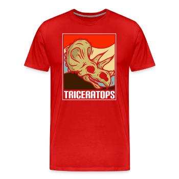 T-Rex Triceratops Fleischfresser Archäologie - Männer Premium Bio T-Shirt - Rot - Vorne - Damien (186cm)