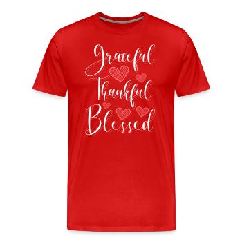 Kleeblatt Freude Liebe - Männer Premium Bio T-Shirt - Rot - Vorne - Damien (186cm)