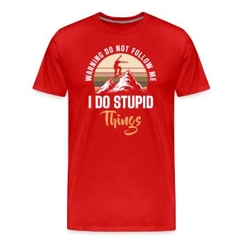 Idiot Drôle de fête - T-shirt bio Premium Homme - rouge - Devant - Damien (186cm)