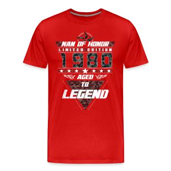 Man of Honor Year of Birth 1980 Camouflage Gift - Men's Premium Organic T-Shirt - red - Front - Damien (186cm)
